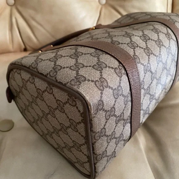 Vintage Gucci Boston Bag GG Monogram + Unbranded Web Stripe Strap - Picture 9 of 15